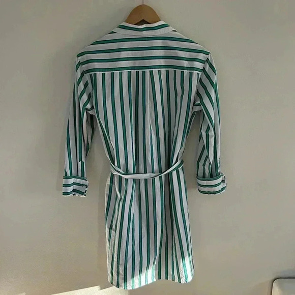 DRAPER JAMES CARLY button down shirt mini sundress with belt in bold stripe SZ M - Picture 7 of 8